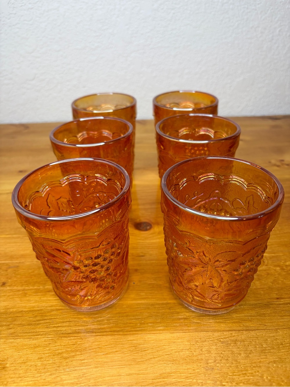 Classic Vintage Imperial Marigold Carnival Glass Water Set Pitcher 6 Tumblers - Picture 5 of 14